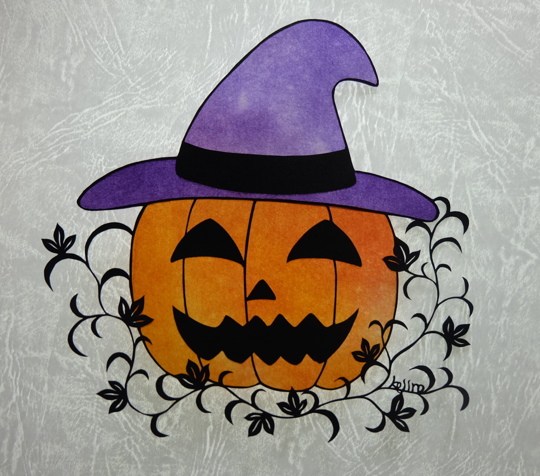 ハロウィンモチーフの切り絵図案1